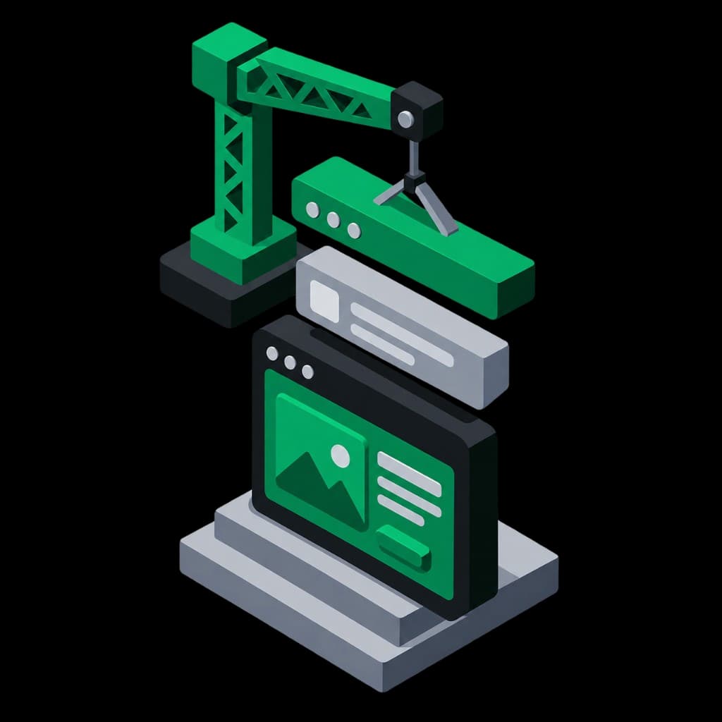 Crane assembling a website — NorthBase building your site